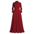 thumbnail image 7 of Miqool Women's Casual Maxi Dress Puff Long Sleeve Stand Collar Button Front Flowy Loose Fit Long Dress with Pockets, 7 of 7