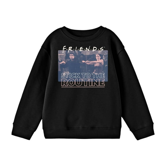 Friends TV Show Stick To The Routine Boy's Black Long Sleeve Shirt-Large