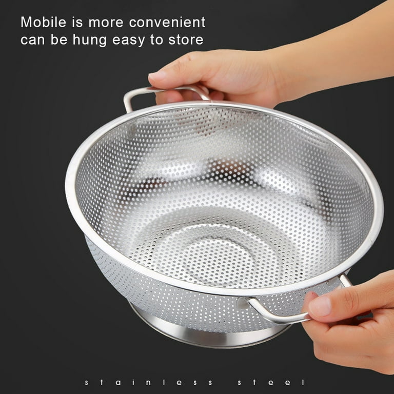 Fine Mesh Colander Storage Basket Large Kitchen Accessories Stainless Steel  Fine Mesh Strainer for Office Table Kitchen Counter Dining Room 25cm