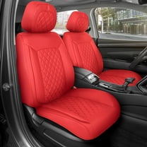 MotorBox Elite Edition Faux Leather Seat Covers for Cars, Trucks, & SUV - 2 Red Car Seat Covers for Front Seats - Universal Fit Car Accessories Automotive Interior Cover Protector for Most Vehicles