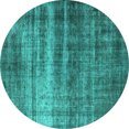 thumbnail image 1 of Ahgly Company Machine Washable Indoor Round Oriental Turquoise Blue Industrial Area Rugs, 7' Round, 1 of 4