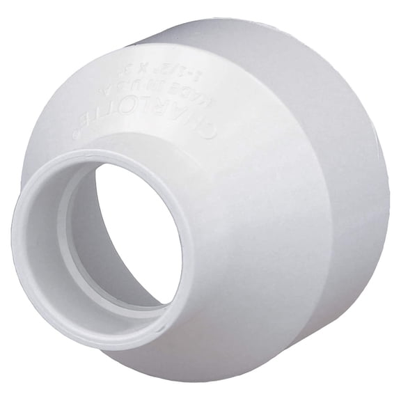 Plastic Pipe Fitting, Dwv Reducing Coupling, 3X1-1/2", Charlotte, 00102 0800HA
