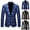 Blue, variant on Men's One Button Dress Party Floral Suit Jacket Notched Lapel Slim Fit Stylish Blazer Printed Tuxedo Prom Dinner Blazer