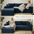 thumbnail image 5 of Muumblus Modular Sectional Sofa, Oversized L-Shape Cloud Couch, Modern Corduroy Sleeper Couches for Living Room, No Assembly Required, Blue (Left Facing Chaise), 5 of 11