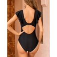 thumbnail image 5 of Charmo Ruffled V Neck One Piece Swimwear for Womens Tummy Control High Cut Bath Suit, 5 of 5
