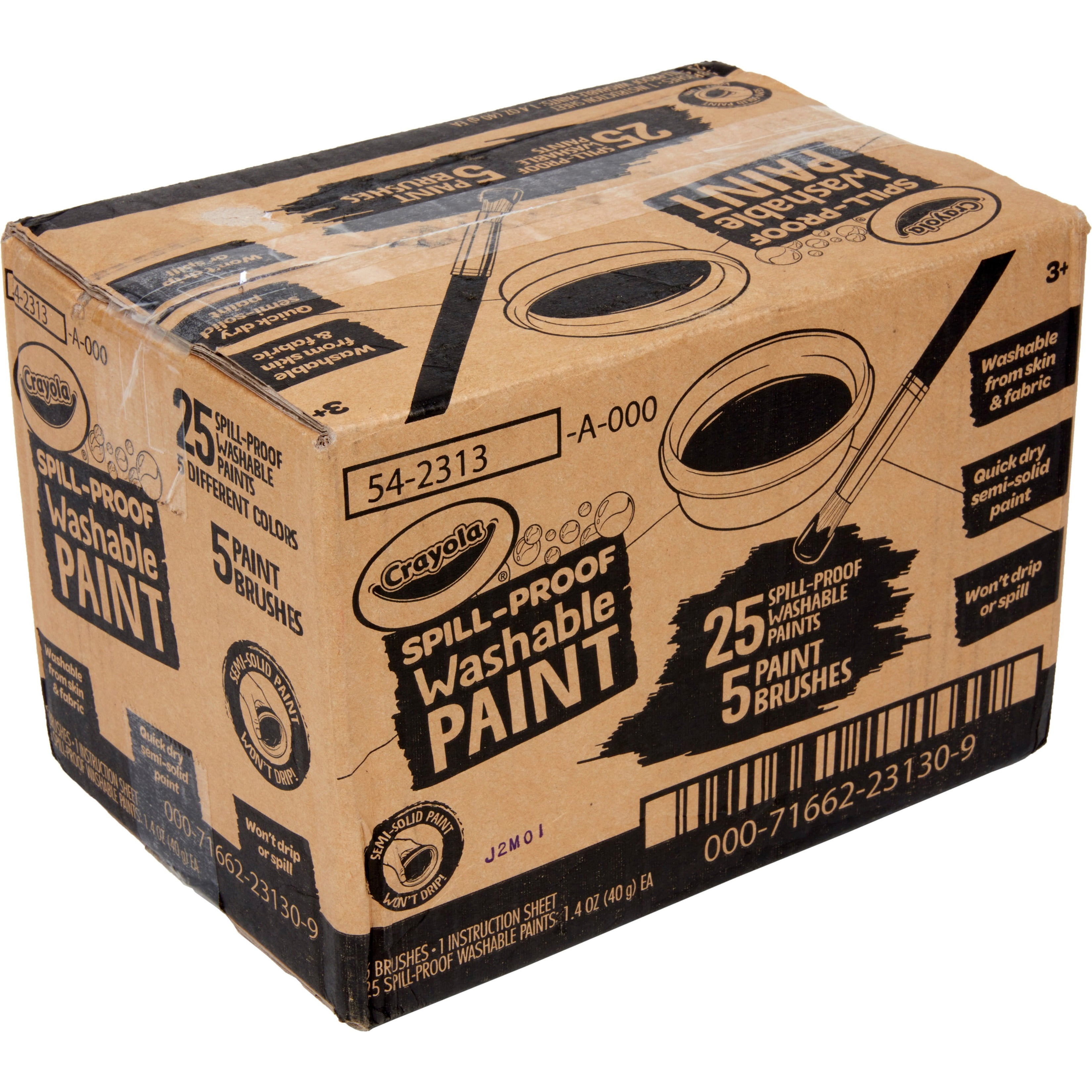 Crayola Spill Proof Washable Paints, 40mg, Assorted, 25 Jars