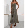 thumbnail image 4 of Women Boho Spaghetti Strap Maxi Dress Printed A Line Slit Flowy Summer Dress Green S, 4 of 10