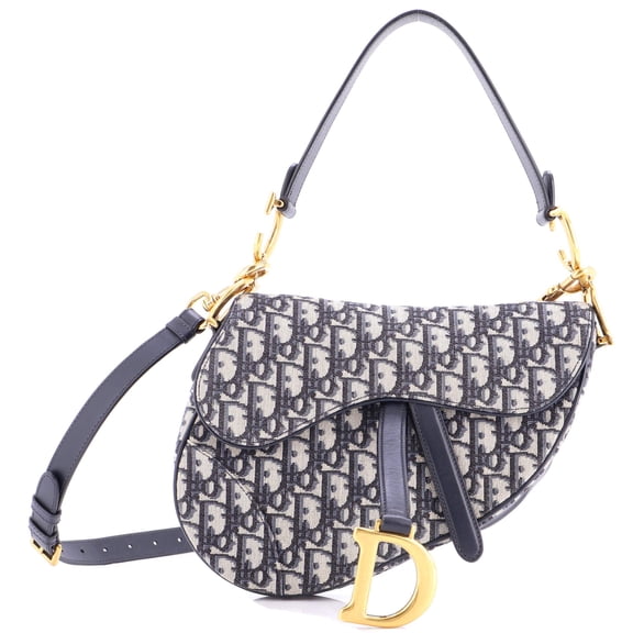 Pre-Owned Saddle Handbag with Strap Oblique Canvas Medium By Rebag