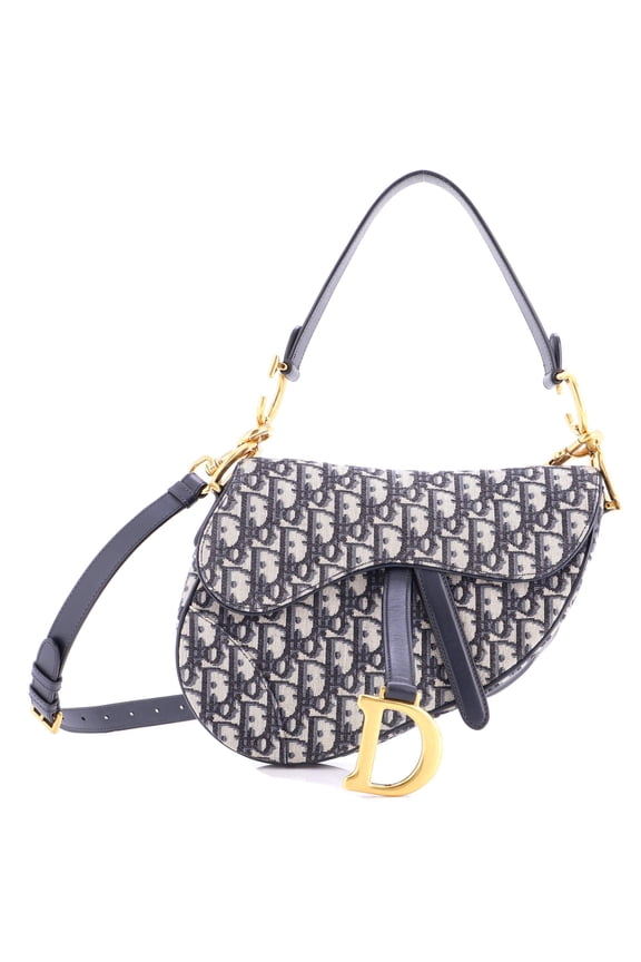 Pre-Owned Saddle Handbag with Strap Oblique Canvas Medium By Rebag