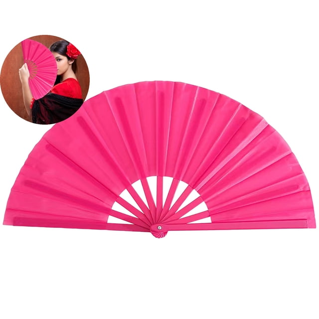 Dvruxg Large Folding Hand Rave Fan - Vibrant Nylon Cloth for Kung Fu, Tai Chi, Dance, Music Festivals, Parties & Decorations