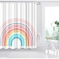 thumbnail image 6 of Rainbow Shower Curtain Set Cute Pink Pattern Bath Curtain Simple Fabric Cloth Bathroom Decor Set Hooks Included 72"x 72", 6 of 6