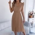 thumbnail image 2 of Afdoent Womens Dresses For Ruffle Short Sleeve Lace Midi Dress Pleated Dress Cute Teacher Outfits Travel Outfits, 2 of 5