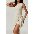 thumbnail image 5 of Womens High Neck Tennis Dress Sleeveless Wrap Skirt Built in Shorts Golf Athletic Dress Oatmeal S, 5 of 9