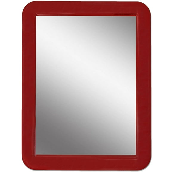 CEREM Miroir Magnétique de Casier, Rouge 5 Pouces x 7 Pouces - Vrai Miroir de Maquillage en Verre - Accessoire de Casier pour École, Maison, Gym, Bureau