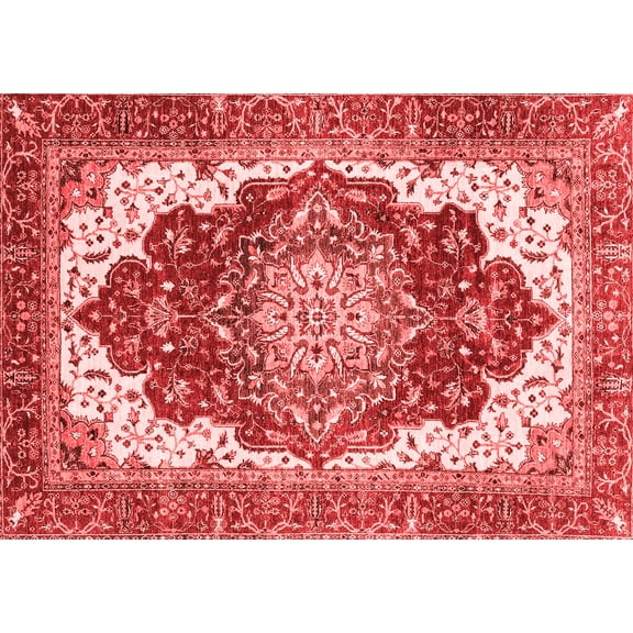 Ahgly Company Machine Washable Indoor Rectangle Persian Red Traditional Area Rugs, 5' x 7'