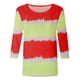 thumbnail image 4 of Camiseta estampada a la moda para mujer, blusa de manga 3/4 de longitud media, cuello redondo, camisetas informales Pompotops  FGAJ2572, 4 of 5