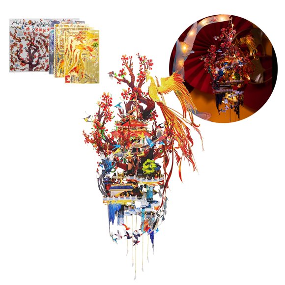 Puzle 3D de metal MU Magic Fire Phoenix Birds' Praise YM-N115