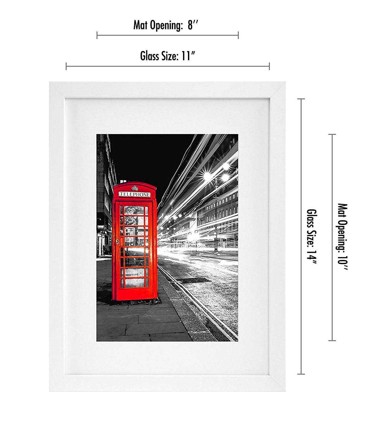 Americanflat 11x14 Picture Frame with Glass packs pictures without moldings elegant design these matting - White