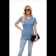 thumbnail image 2 of Blusas Lisas de Cuello Redondo y Corta para Mujer, 2025, Nuevas Blusas Holgadas de Verano, Lindas, Azules, XL, 2 of 10