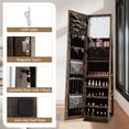 thumbnail image 4 of Gymax 360 degree Swivel Jewelry Cabinet w/Full Length Mirror Back Shelves Lights for Bedroom Rustic Brown, 4 of 10