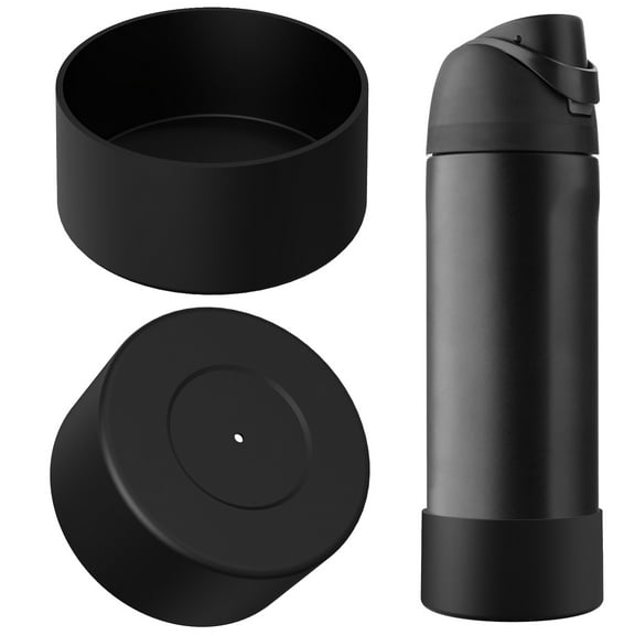 Linkidea 2 Pack Water Bottle Boot Compatible with Owala FreeSip/Twist/Potter 24oz Bottles, Silicone Anti-Slip Bottle Bottom Bumper Protector (Black)