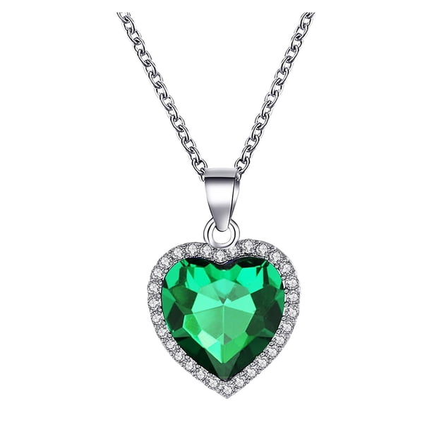 Collar con corazón de cristal y piedras preciosas, de estilo clásico y temperamento clásico Collar Corazón del océano