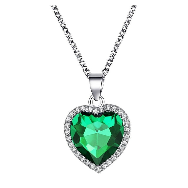 Collar con corazón de cristal y piedras preciosas, de estilo clásico y temperamento clásico Collar Corazón del océano