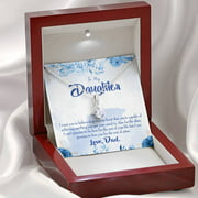 Daughter Gift Aim for the Skies Eternity Ribbon Stone Pendant 14k White Gold Stainless Steel 18-22" Dad to Daughter Gift