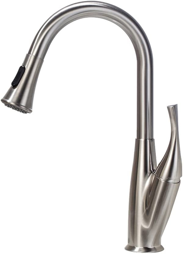 Details about   Commercial Kitchen Sink Faucet Brushed Nickel Single Handle Pull Out Mixer Tap