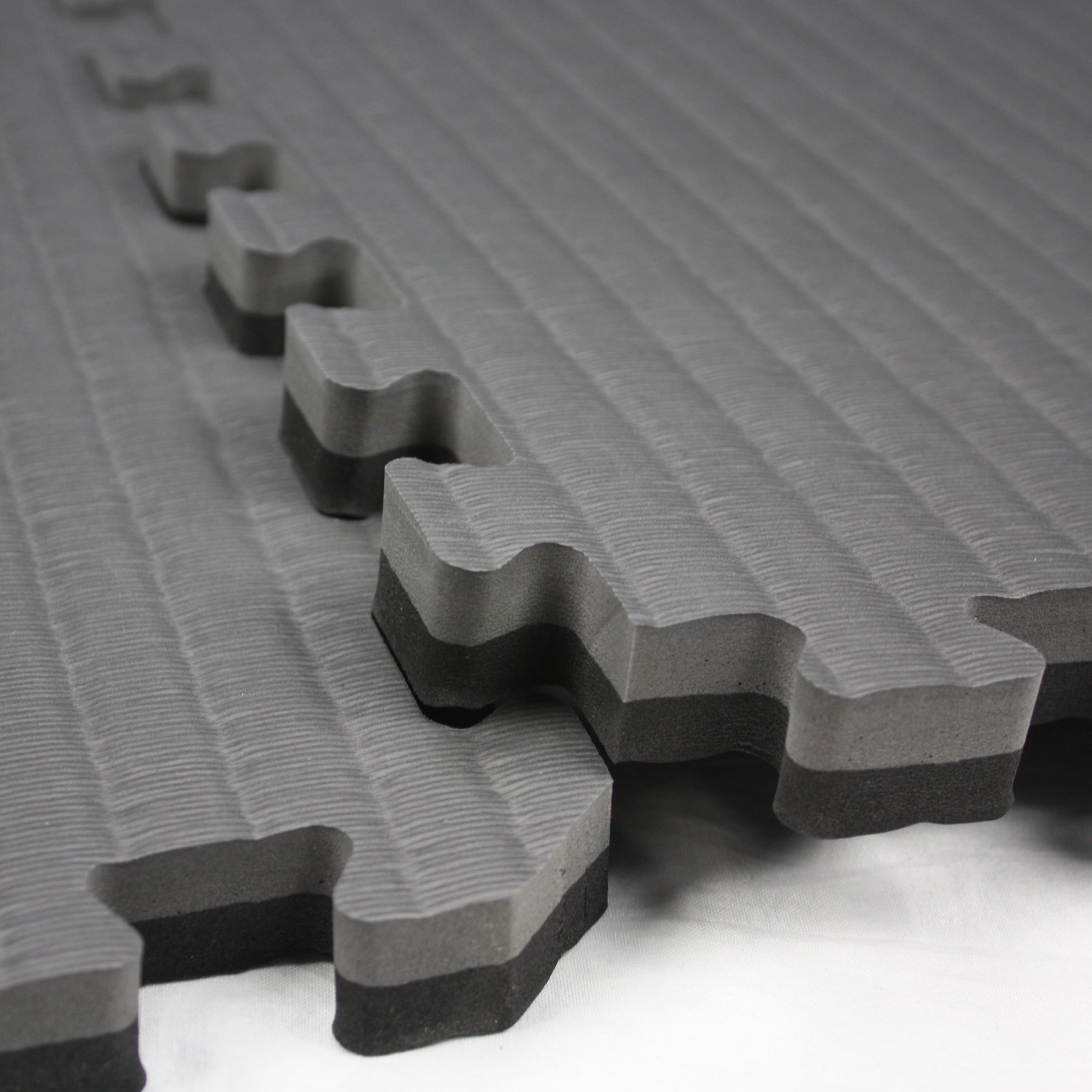 FlooringInc 7/8" Thick Tatami Excersise, Yoga, Fintness & MMA Mats, 4 Tiles, 2'x2', 16 sqft, Black/Gray