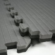 FlooringInc 7/8 Thick Tatami Excersise, Yoga, Fintness & MMA Mats, 8 Tiles, 3x3, 72 sqft, Black/Gray