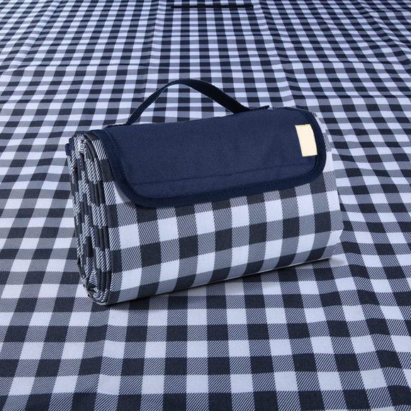 Manta de pícnic impermeable plegable PUPOPIK, 203 x 152 cm, azul oscuro