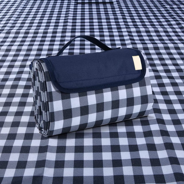 Manta de pícnic impermeable plegable PUPOPIK, 203 x 152 cm, azul oscuro