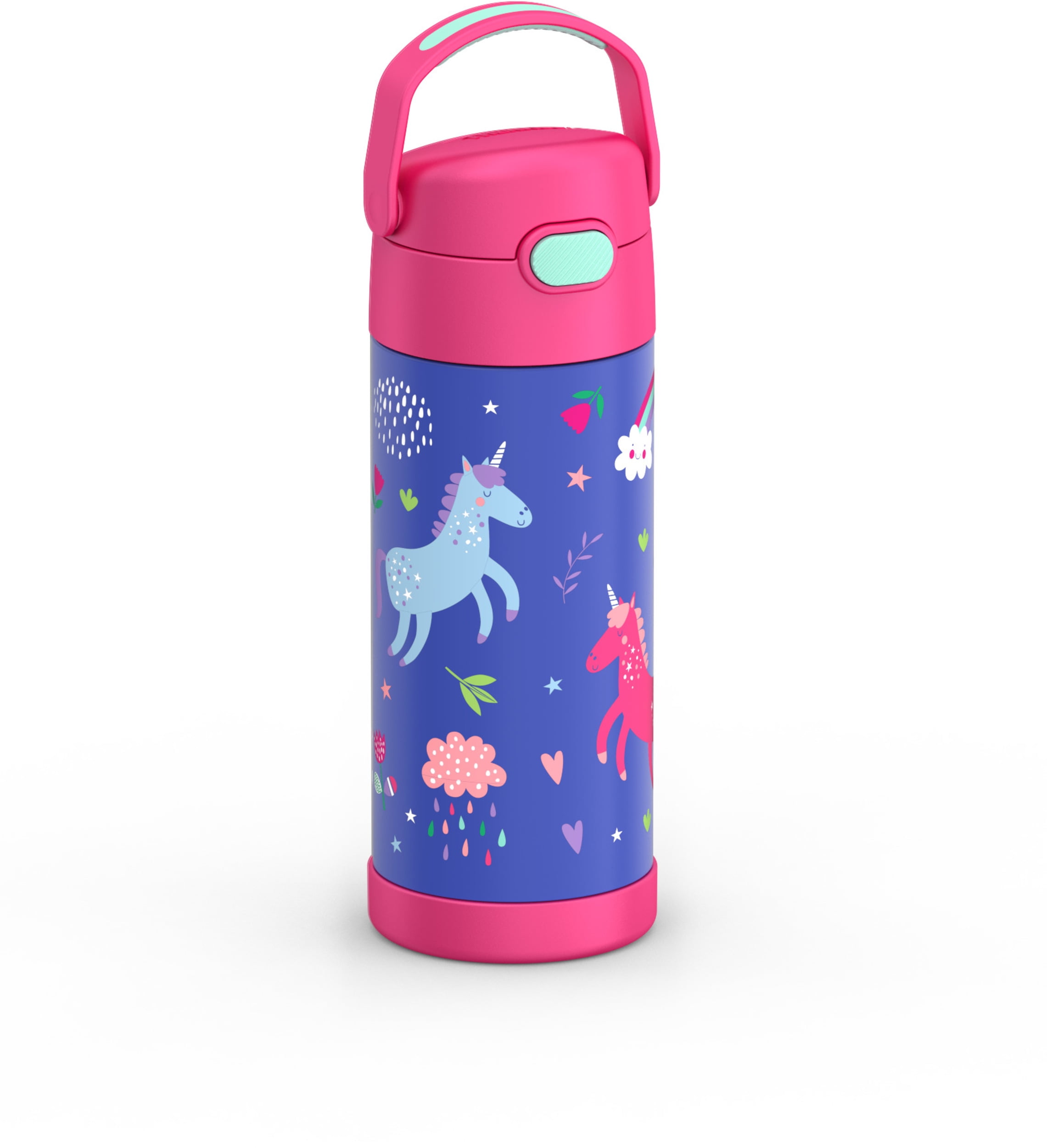 Thermos Kids Stainless Steel Funtainer Water Bottle with Straw, Dishwasher Safe, Leak Proof, Unicorn, 14 oz