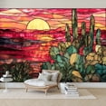 thumbnail image 7 of Wallpaper Handcrafted Stained Glass Sunset Scene Bold Colors Peel and Stick Wall Murals 100"H x 144"W Removable PVC Wall Paper Self-Adhesive Wall Paintings Art Decor for Bedroom Living Room, 7 of 7