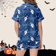 thumbnail image 4 of Shadoumai Teens Silk Halloween Pajamas Size 10-12 Button Up Ghost Print Short Sleeved Button Top Soft Sleepwear Set 2 Piece Sets Pajamas for Teens, 4 of 5