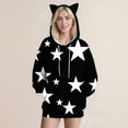 thumbnail image 5 of Htigea Cute Ears Hoodies for Women Star Print Long Sleeve Drawstring Hooded Sweatshirts Casual Loose Fit Pullover Tops Black XL, 5 of 5