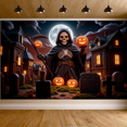 thumbnail image 6 of Gothic Design Halloween Banner Skeleton Decoration Spooky Night Graveyard Scene for Party Decor Haunted House Theme, 6 of 9