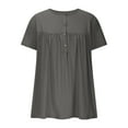 thumbnail image 5 of Sevevn Women Sexy Short Sleeve Sequins Loose Polluer Solid V-Neck Blouse Shirt Summer Deals Gray XXXXL, 5 of 7