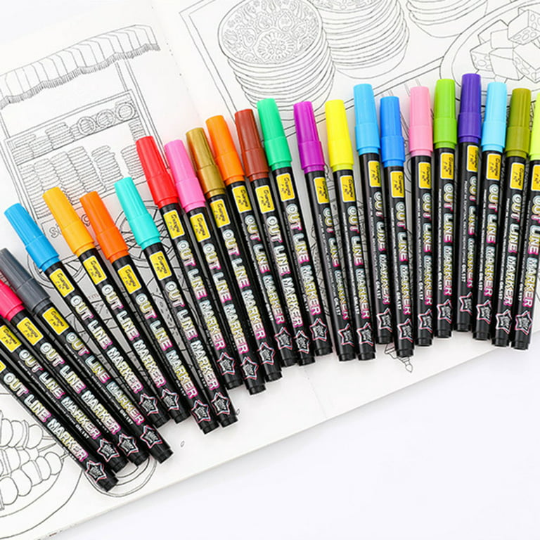 12/24 Colors Markers Colored Pen Set Long-Lasting Special Craft Paint Pens  for Kids Painting DIY Design 12 Colors