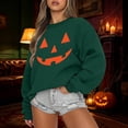 thumbnail image 2 of Bibifish Womens Halloween Pumpkin Face Graphic Sweatshirts Crew Neck Long Sleeve Oversized Soft Autumn Daily Tops, 2 of 4