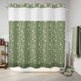 thumbnail image 6 of No Hook Shower Curtain, Sage Green Floral Shower Curtains for Bathroom with See Through Top Window, Spring Flowers Waterproof & Washable Bath Curtain Standard 72"x72", 6 of 9