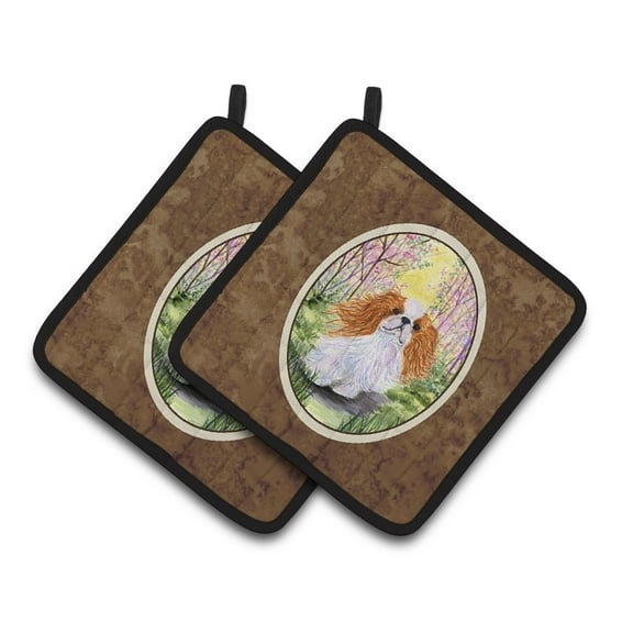 Carolines Treasures SS8613PTHD English Toy Spaniel Pair of Pot Holders, 7.5HX7.5W, multicolor