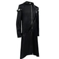 thumbnail image 4 of QHFBli Windproof Mens Trench Coat Mens Gothic Halloween Hooded Trench Coat with Rope Design Zip Up Black L, 4 of 6