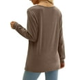 thumbnail image 4 of Women Long Sleeve Solid Color Sweetheart Collar Elegant Casual Print Blouse Sweatshirt Tunics Pullover Coffee L, 4 of 5