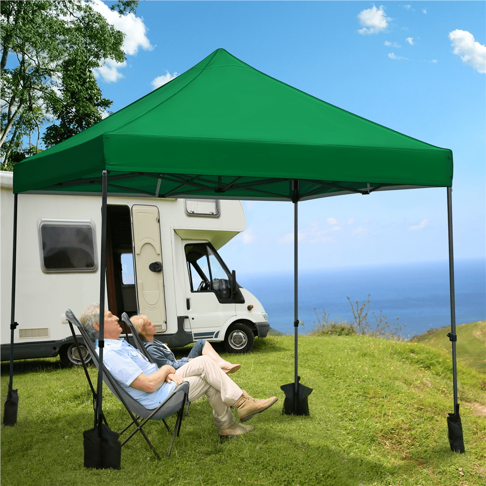 Alden Design Adjustable 10' x 10' Commercial Pop-up Canopy with Wheeled Carry Bag, Dark Green