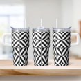 thumbnail image 2 of Leak-Proof Lid 20oz Stainless Steel Tumbler with Handle and Straw, Geometric Texture Double Wall Insulated Coffee Mug, 2 of 5