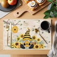 thumbnail image 2 of Gnomes Sunflower Placemats Set of 6, Bees Branches Floral Watercolor Placemats for Dining Table, Place Mats for Kitchen Tabletop, Waterproof Wipeable Dining Table Mats Set, 2 of 9