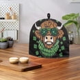 thumbnail image 4 of HELLHERO St. Patrick's Day Highland Cow Polyester Canvas Teapot Dust Cover Keep Warm Keep Warm for Office, 4 of 8