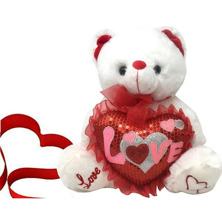 Best Teddy Bear Gift with Love Heart 13 Inches tall Perfect Plush Teddy Bear Gift for Mothers Day, Boyfriend or (Best Gulp For Flounder)